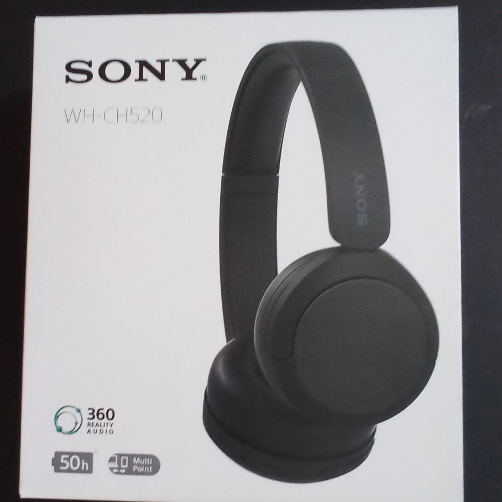 SONY HEADPHONES BLACK MODEL # WH-CH520 WIRELESS BLUETOOTH HEADPHONES ON-EAR